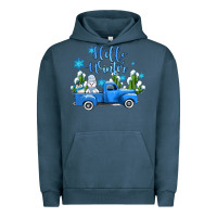 Pigment Midnight Navy hello winter with sniwman and  truck Urban Hoodie - AdoDesignShop