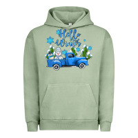 Pigment Oil Green hello winter with sniwman and  truck Urban Hoodie - AdoDesignShop