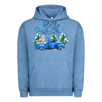 Pigment Pebble Blue hello winter with sniwman and  truck Urban Hoodie - AdoDesignShop