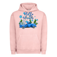 Pigment Salmon hello winter with sniwman and  truck Urban Hoodie - AdoDesignShop