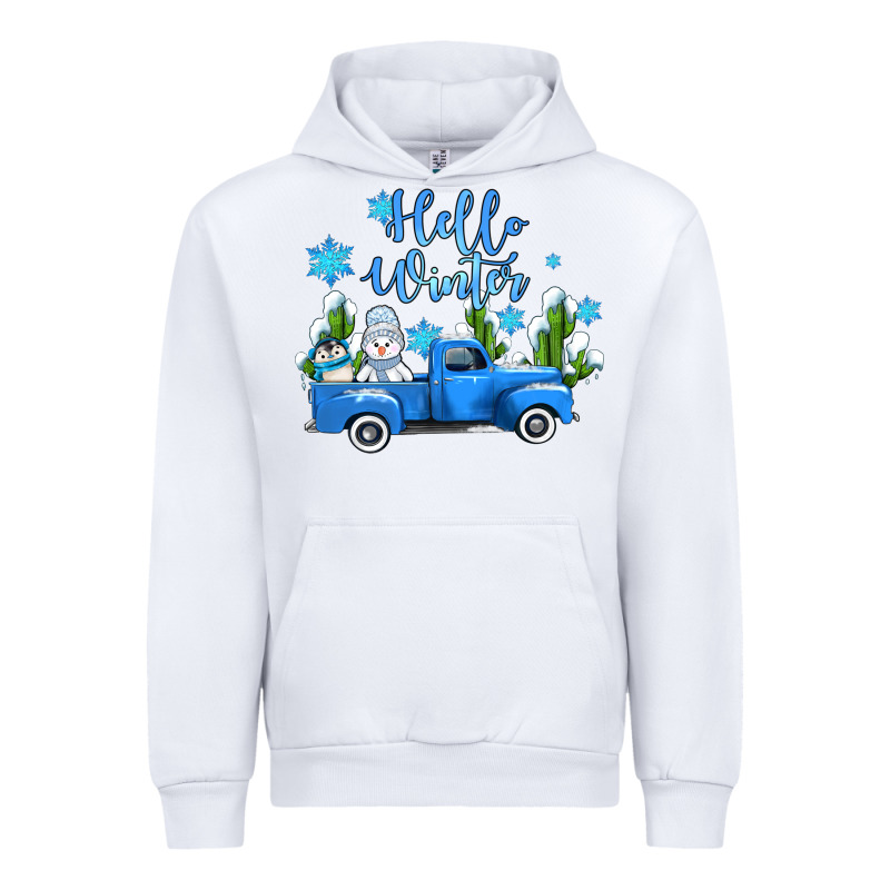 Hello Winter With Sniwman And  Truck Urban Hoodie by AdoDesignShop | Teevron