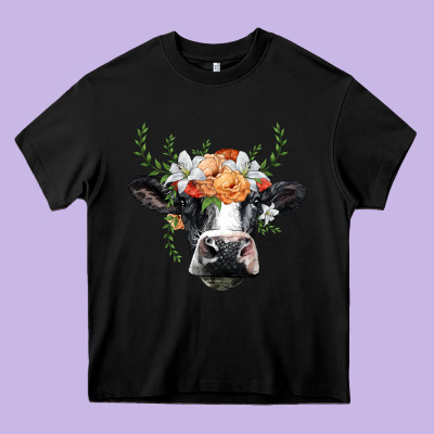 Holstein Cow Head Heavy Core Tee Designed By Barkaloodesign