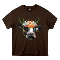 Chocolate Brown holstein cow head Heavy Core Tee - BarkalooDesign