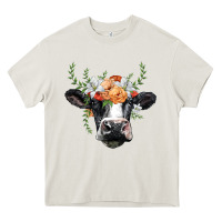 Cream holstein cow head Heavy Core Tee - BarkalooDesign