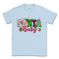 Dusty Blue santa baby pink christmas Classic Tee - texasbilliewilder