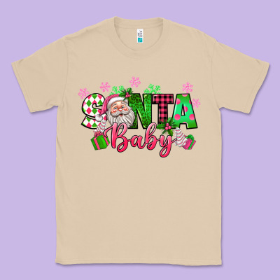 Santa Baby Pink Christmas Classic Tee Designed By Texasbilliewilder