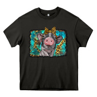Asphalt baby pig with leopard background Heavy Core Tee - BarkalooDesign