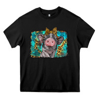 Black baby pig with leopard background Heavy Core Tee - BarkalooDesign