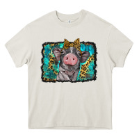 Cream baby pig with leopard background Heavy Core Tee - BarkalooDesign