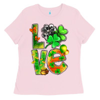 Bubblegum Pink st.patrick love with clover Ladies Tee - NancyCooperArtShop