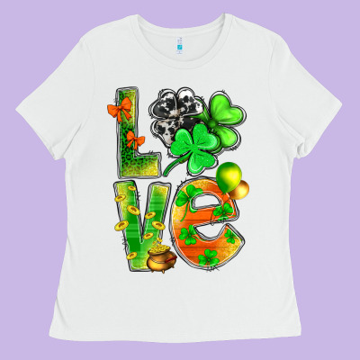 St.patrick Love With Clover Ladies Tee Designed By Nancycooperartshop