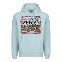 Blue Mist Nurse life leopard frame Premium Hoodie - LillyAllenDesigns