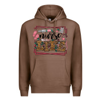 Chestnut Nurse life leopard frame Premium Hoodie - LillyAllenDesigns