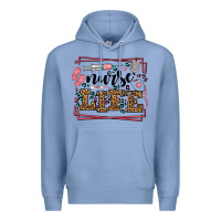Colony Blue Nurse life leopard frame Premium Hoodie - LillyAllenDesigns