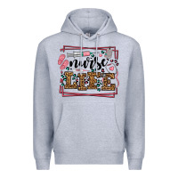 Heather Grey Nurse life leopard frame Premium Hoodie - LillyAllenDesigns