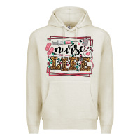 Oatmeal Heather Nurse life leopard frame Premium Hoodie - LillyAllenDesigns