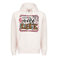 Pale Pink Nurse life leopard frame Premium Hoodie - LillyAllenDesigns