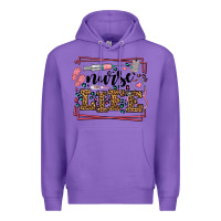 Purple Nurse life leopard frame Premium Hoodie - LillyAllenDesigns