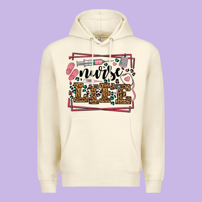 Nurse Life Leopard Frame Premium Hoodie Designed By Lillyallendesigns