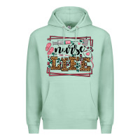 Seafoam Nurse life leopard frame Premium Hoodie - LillyAllenDesigns