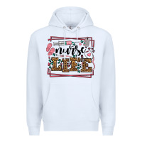 White Nurse life leopard frame Premium Hoodie - LillyAllenDesigns