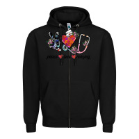Black peace love nursing Zipper Hoodie - SublimationCraftShop