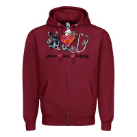 Burgundy peace love nursing Zipper Hoodie - SublimationCraftShop