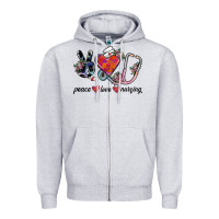 Heather Grey peace love nursing Zipper Hoodie - SublimationCraftShop