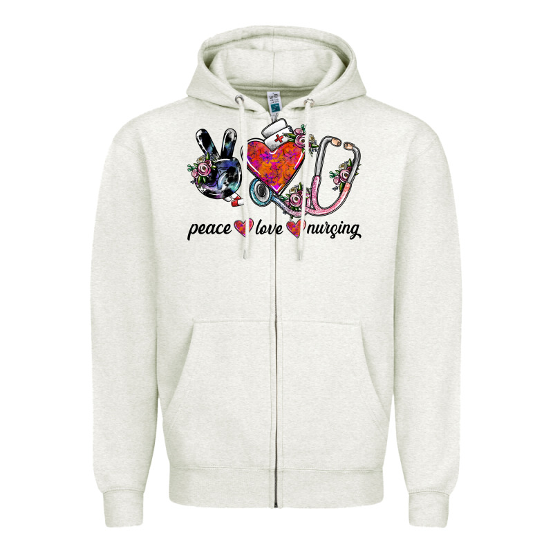 Peace Love Nursing Zipper Hoodie by SublimationCraftShop | Teevron