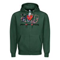 Sports Green peace love nursing Zipper Hoodie - SublimationCraftShop