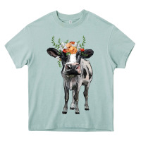 Arona holstein cow floral wreath Heavy Core Tee - BarkalooDesign
