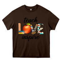 Chocolate Brown teach love inspıre Heavy Core Tee - JahusDesignShop