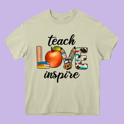 Teach Love Inspıre Heavy Core Tee Designed By Jahusdesignshop
