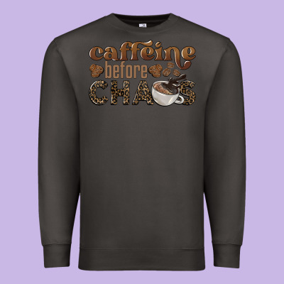 Caffeine Before Chaos Premium Sweatshirt Designed By Barkaloodesign