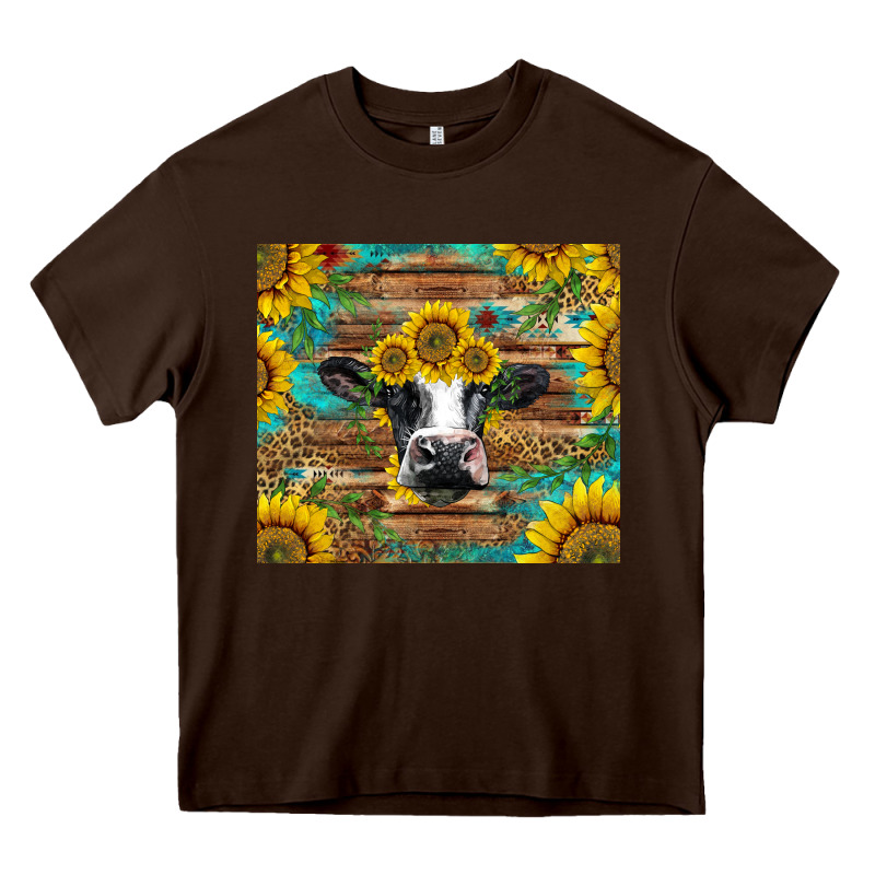 Holstein Cow With Sunflowers Heavy Core Tee by BarkalooDesign | Teevron