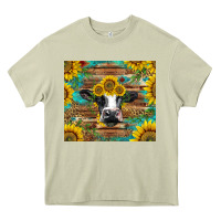 Mossy holstein cow with sunflowers Heavy Core Tee - BarkalooDesign