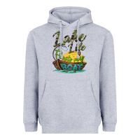 Heather Grey lake life floats my boat Heavyweight Hoodie - BarkalooDesign