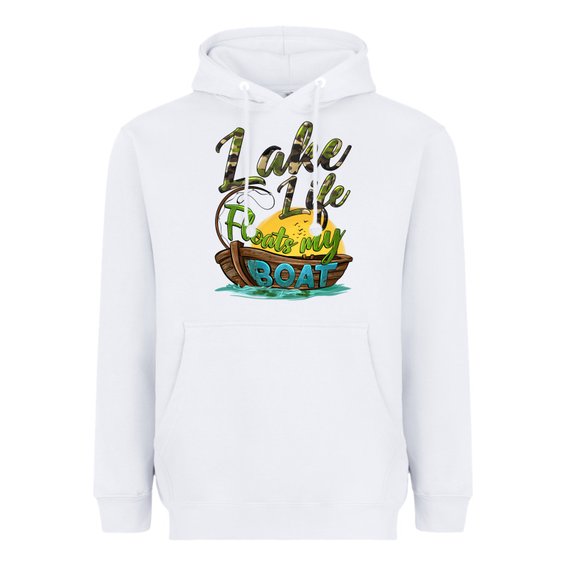 Lake Life Floats My Boat Heavyweight Hoodie by BarkalooDesign | Teevron