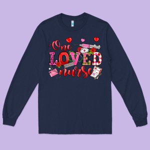 One Loved Nurse Valentine's Day Long Sleeve Tee Designed By Oliviacreatesart
