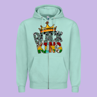 Black King Zipper Hoodie Designed By Sublimationcraftshop