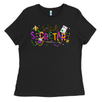 Black mardi gras school secretary Ladies Tee - texasbilliewilder