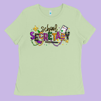 Mardi Gras School Secretary Ladies Tee Designed By Texasbilliewilder