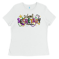 White mardi gras school secretary Ladies Tee - texasbilliewilder
