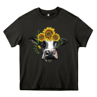 Asphalt holstein cow with sunflower Heavy Core Tee - BarkalooDesign