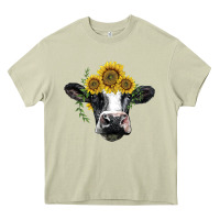 Mossy holstein cow with sunflower Heavy Core Tee - BarkalooDesign