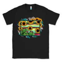 Black wyoming map sunflower cactus serape Classic Tee - RanaPortraitStore