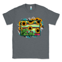 Charcoal Heather wyoming map sunflower cactus serape Classic Tee - RanaPortraitStore