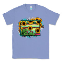 Colony Blue wyoming map sunflower cactus serape Classic Tee - RanaPortraitStore