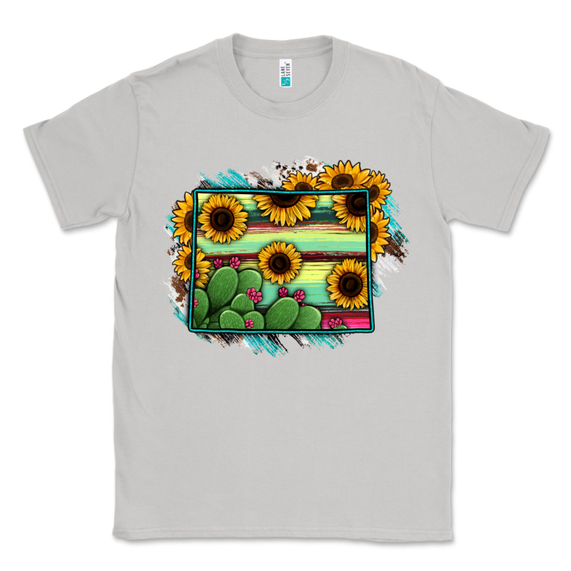 Wyoming Map Sunflower Cactus Serape Classic Tee by RanaPortraitStore | Teevron