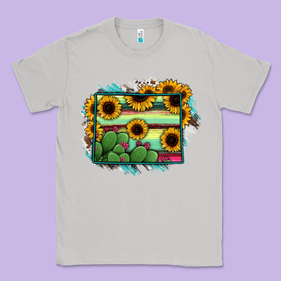 Wyoming Map Sunflower Cactus Serape Classic Tee Designed By Ranaportraitstore